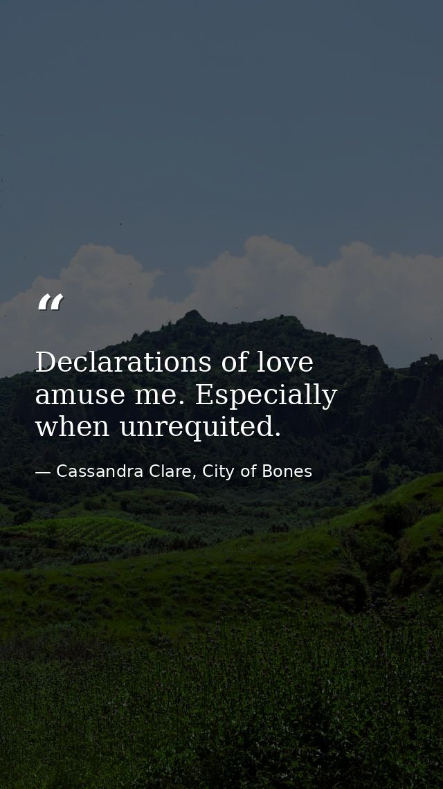 Declarations of love amuse me. Especially when unrequited. — Cassandra Clare, City of Bones
