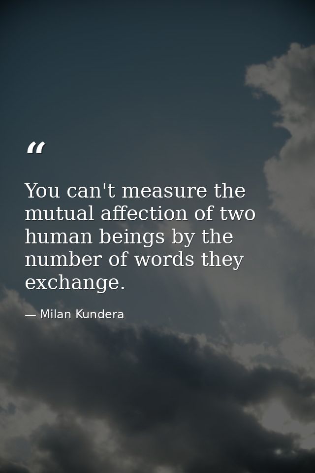 You can't measure the mutual affection of two human beings by the number of words they exchange. — Milan Kundera