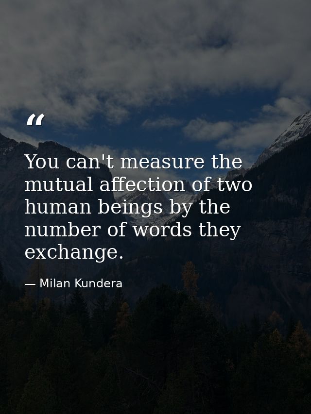 You can't measure the mutual affection of two human beings by the number of words they exchange. — Milan Kundera