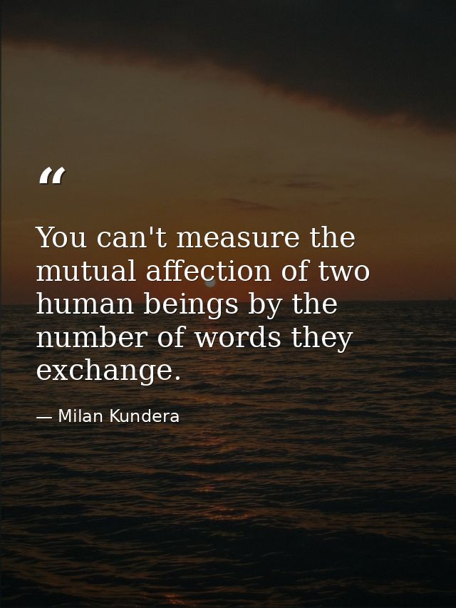 You can't measure the mutual affection of two human beings by the number of words they exchange. — Milan Kundera