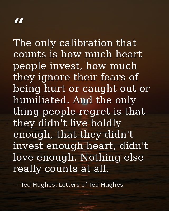 The only calibration that counts is how much heart people invest, how much they ignore their fears of being hurt or caug — Ted Hughes, Letters of Ted Hughes