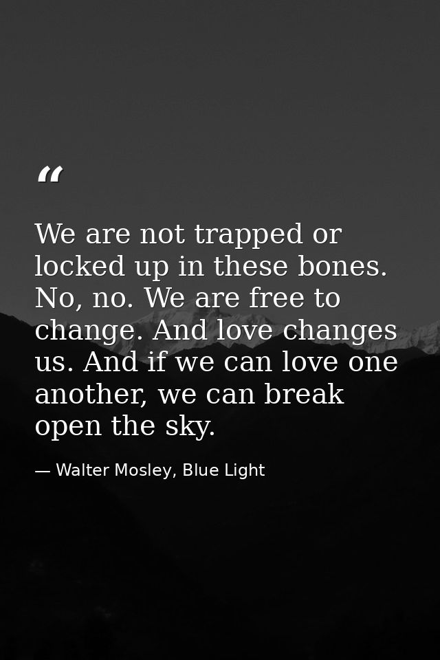 We are not trapped or locked up in these bones. No, no. We are free to change. And love changes us. And if we can love o — Walter Mosley, Blue Light