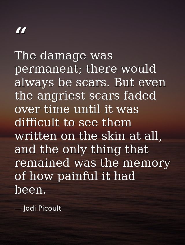The damage was permanent; there would always be scars. But even the angriest scars faded over time until it was difficul — Jodi Picoult