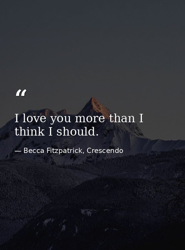 I love you more than I think I should. — Becca Fitzpatrick, Crescendo