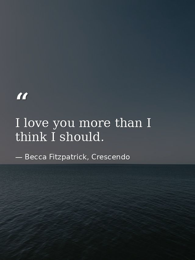 I love you more than I think I should. — Becca Fitzpatrick, Crescendo