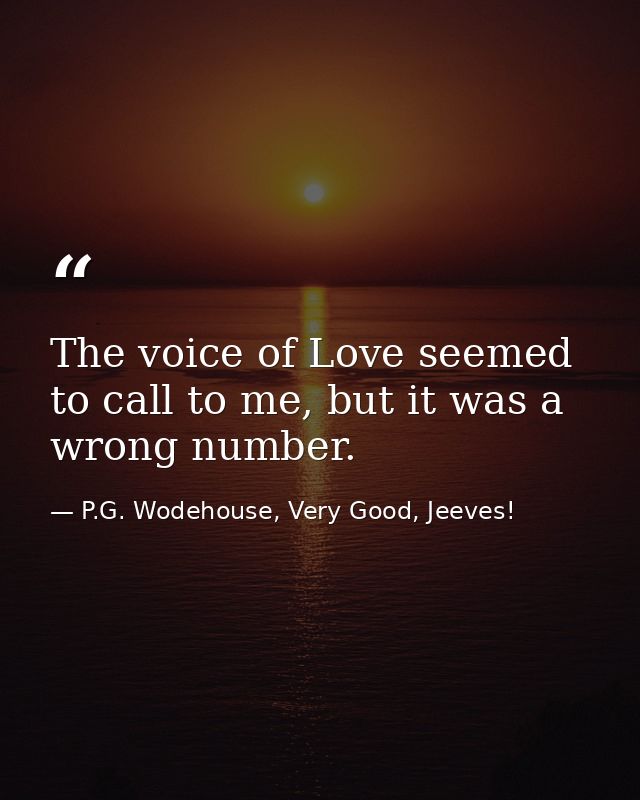 The voice of Love seemed to call to me, but it was a wrong number. — P.G. Wodehouse, Very Good, Jeeves!