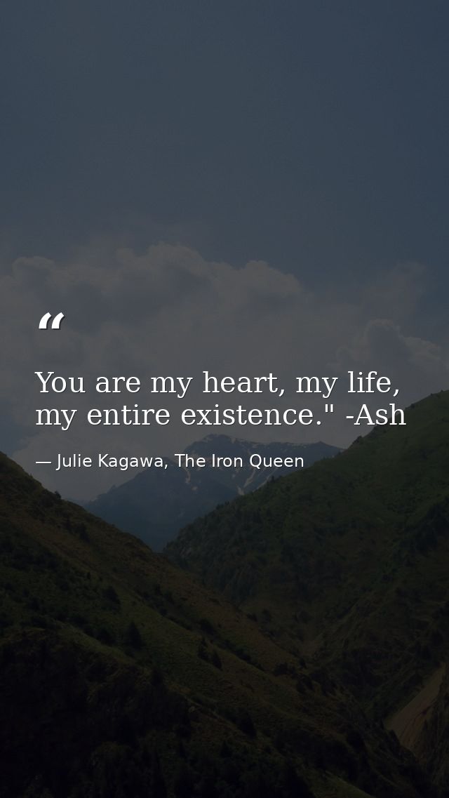 You are my heart, my life, my entire existence." -Ash — Julie Kagawa, The Iron Queen