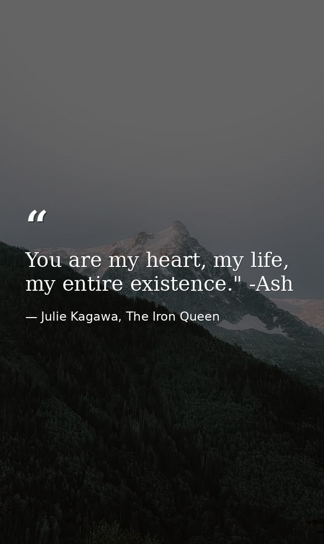 You are my heart, my life, my entire existence." -Ash — Julie Kagawa, The Iron Queen
