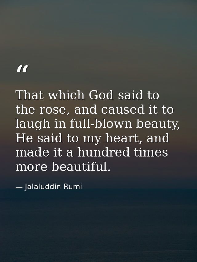 That which God said to the rose, and caused it to laugh in full-blown beauty, He said to my heart, and made it a hundred — Jalaluddin Rumi