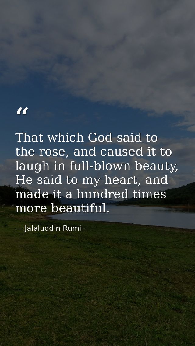 That which God said to the rose, and caused it to laugh in full-blown beauty, He said to my heart, and made it a hundred — Jalaluddin Rumi