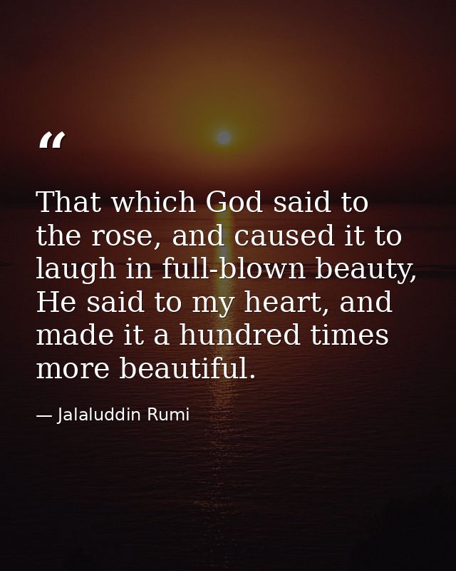 That which God said to the rose, and caused it to laugh in full-blown beauty, He said to my heart, and made it a hundred — Jalaluddin Rumi