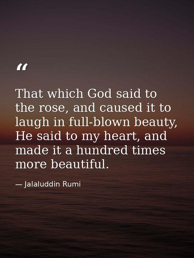 That which God said to the rose, and caused it to laugh in full-blown beauty, He said to my heart, and made it a hundred — Jalaluddin Rumi