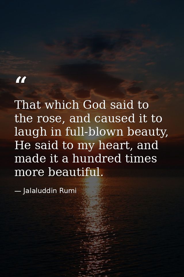 That which God said to the rose, and caused it to laugh in full-blown beauty, He said to my heart, and made it a hundred — Jalaluddin Rumi