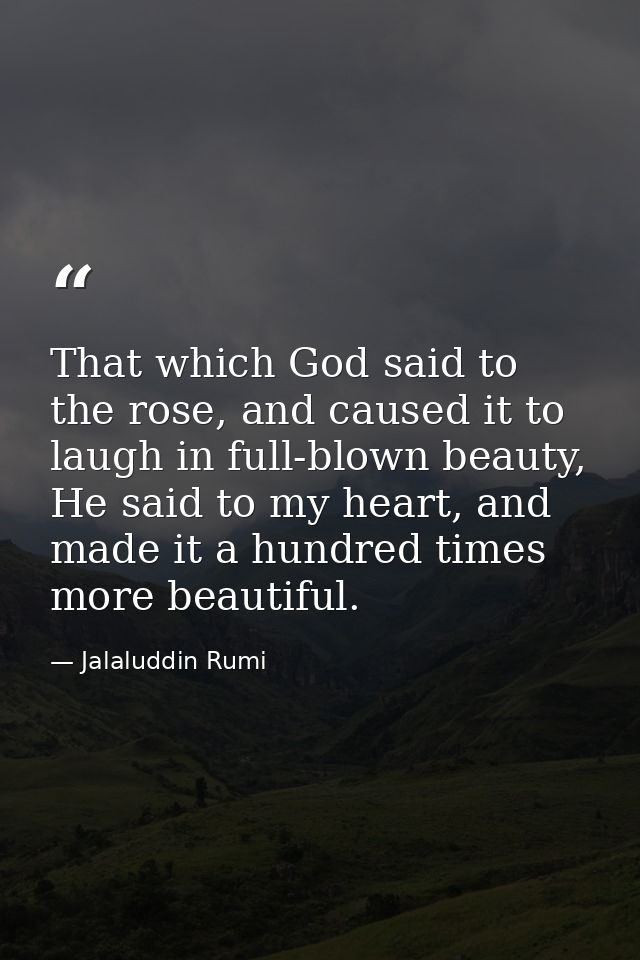 That which God said to the rose, and caused it to laugh in full-blown beauty, He said to my heart, and made it a hundred — Jalaluddin Rumi