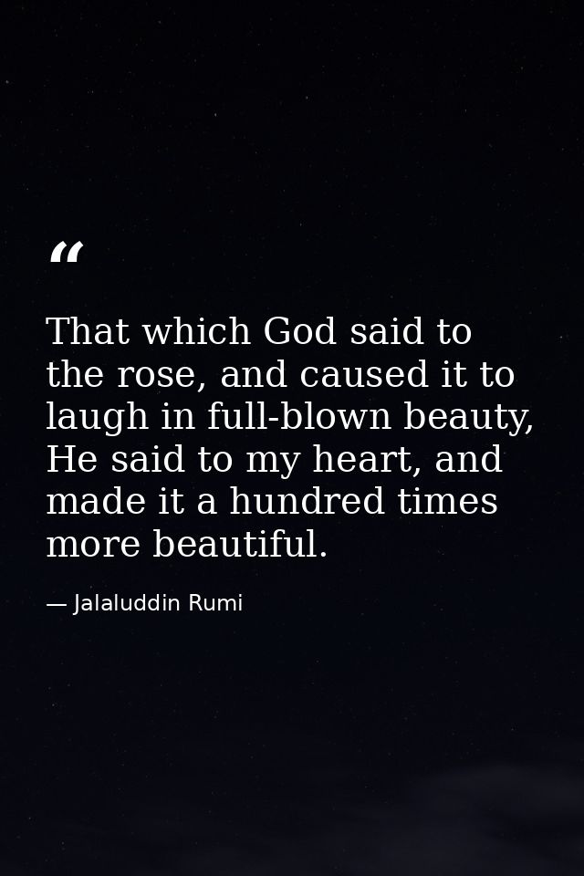 That which God said to the rose, and caused it to laugh in full-blown beauty, He said to my heart, and made it a hundred — Jalaluddin Rumi