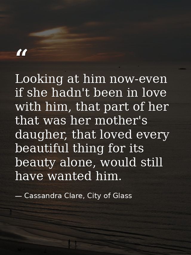 Looking at him now-even if she hadn't been in love with him, that part of her that was her mother's daugher, that loved  — Cassandra Clare, City of Glass