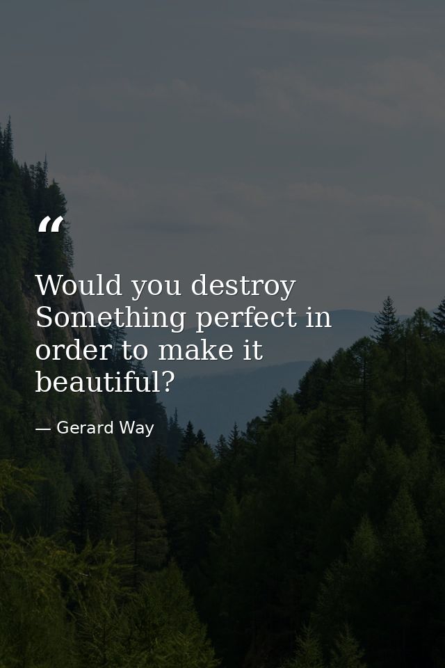 Would you destroy Something perfect in order to make it beautiful? — Gerard Way