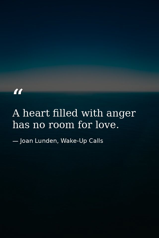 A heart filled with anger has no room for love. — Joan Lunden, Wake-Up Calls