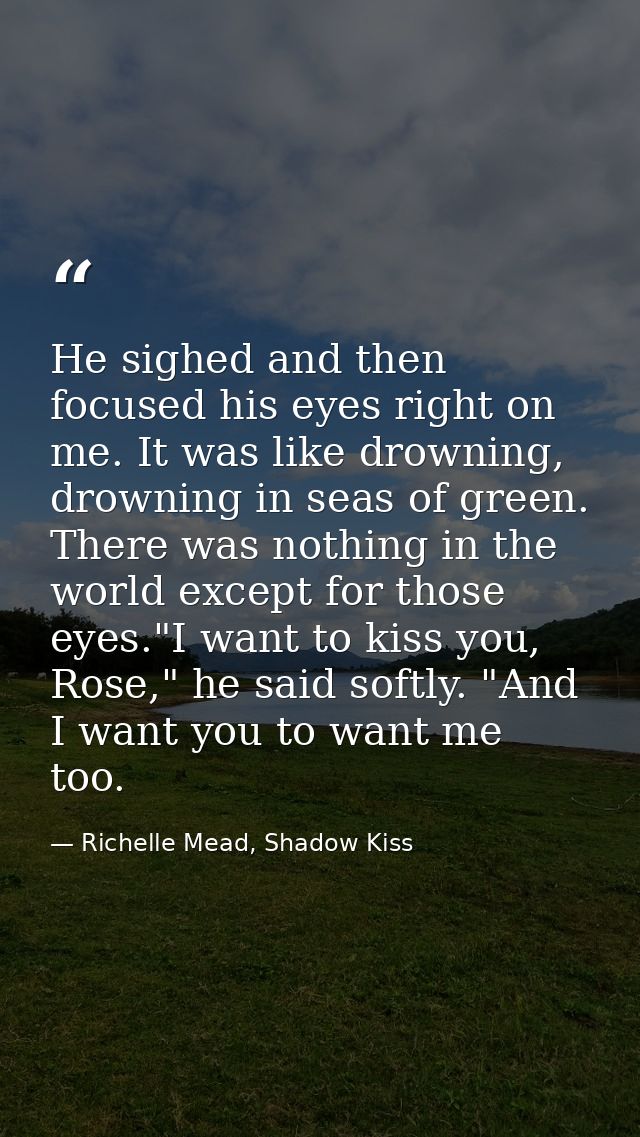 He sighed and then focused his eyes right on me. It was like drowning, drowning in seas of green. There was nothing in t — Richelle Mead, Shadow Kiss