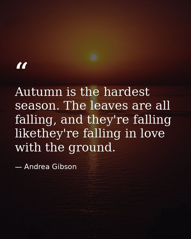Autumn is the hardest season. The leaves are all falling, and they're falling likethey're falling in love with the groun — Andrea Gibson