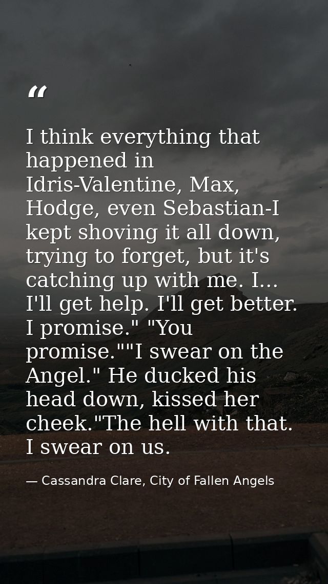 I think everything that happened in Idris-Valentine, Max, Hodge, even Sebastian-I kept shoving it all down, trying to fo — Cassandra Clare, City of Fallen Angels
