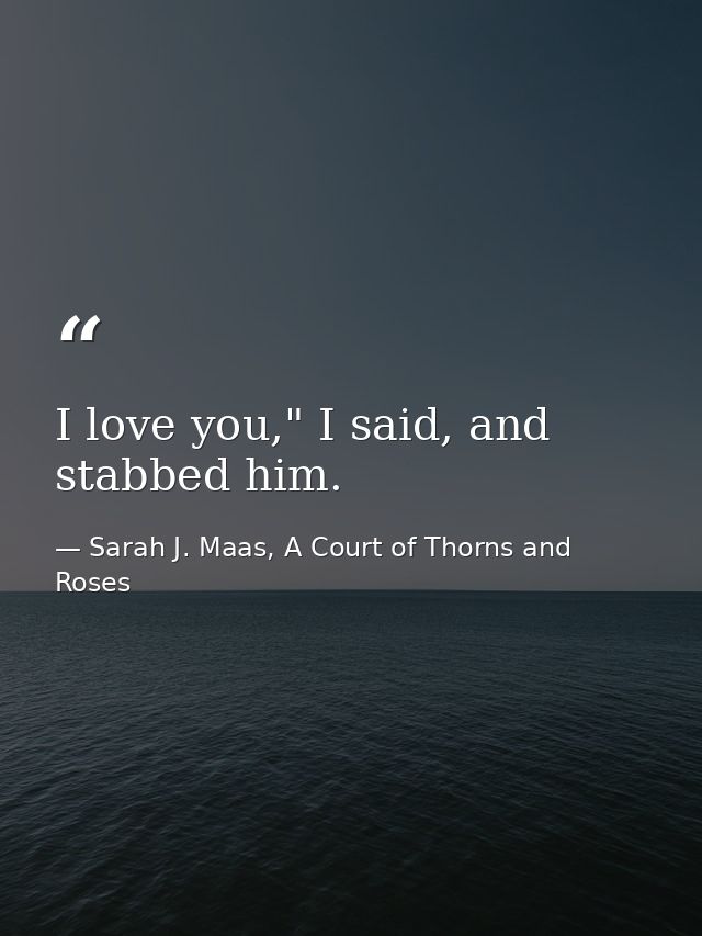I love you," I said, and stabbed him. — Sarah J. Maas, A Court of Thorns and Roses