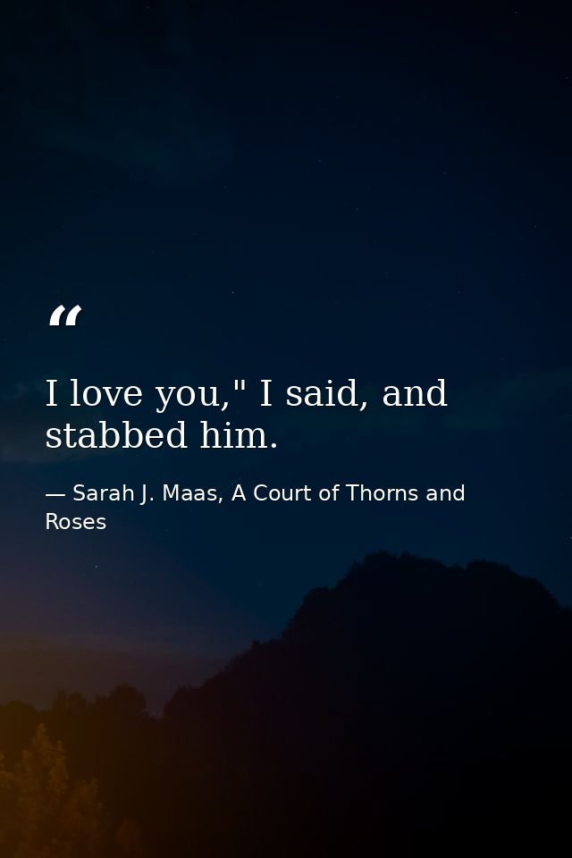 I love you," I said, and stabbed him. — Sarah J. Maas, A Court of Thorns and Roses