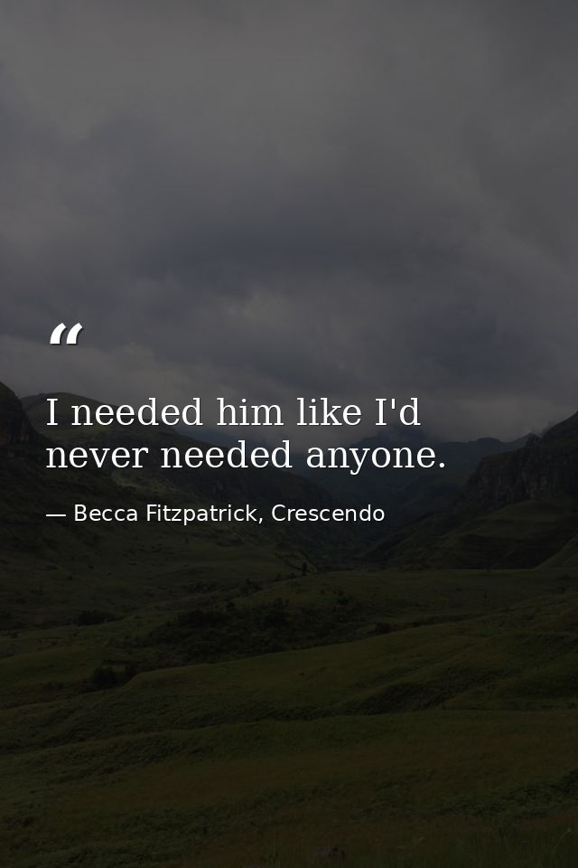 I needed him like I'd never needed anyone. — Becca Fitzpatrick, Crescendo