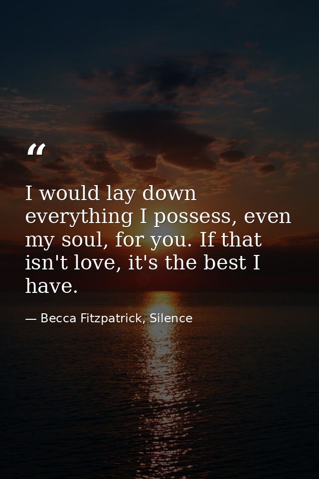 I would lay down everything I possess, even my soul, for you. If that isn't love, it's the best I have. — Becca Fitzpatrick, Silence