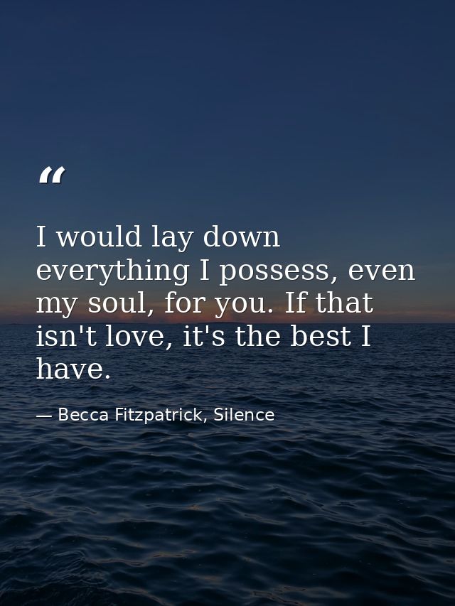 I would lay down everything I possess, even my soul, for you. If that isn't love, it's the best I have. — Becca Fitzpatrick, Silence