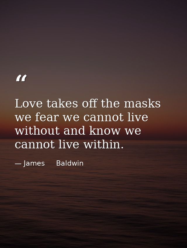 Love takes off the masks we fear we cannot live without and know we cannot live within. — James     Baldwin