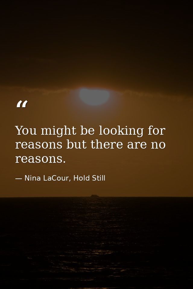 You might be looking for reasons but there are no reasons. — Nina LaCour, Hold Still