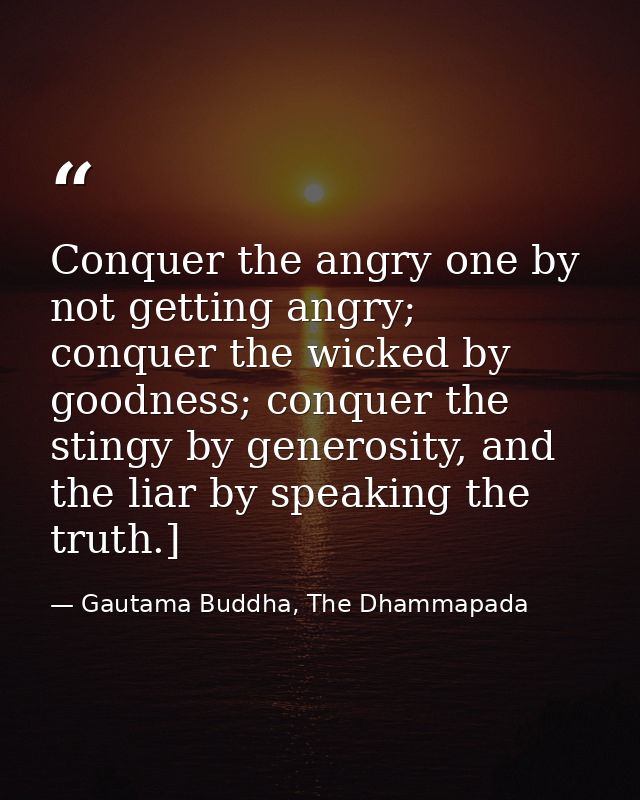 Conquer the angry one by not getting angry; conquer the wicked by goodness; conquer the stingy by generosity, and the li — Gautama Buddha, The Dhammapada