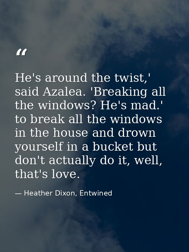 He's around the twist,' said Azalea. 'Breaking all the windows? He's mad.' to break all the windows in the house and dro — Heather Dixon, Entwined