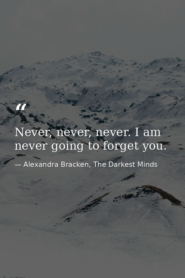 Never, never, never. I am never going to forget you. — Alexandra Bracken, The Darkest Minds