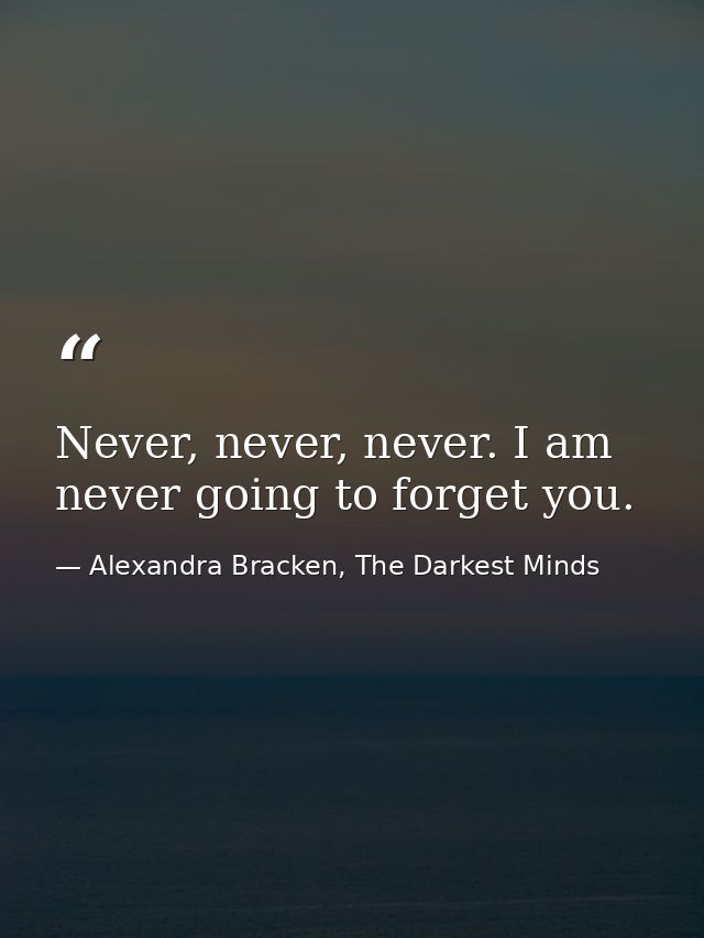 Never, never, never. I am never going to forget you. — Alexandra Bracken, The Darkest Minds
