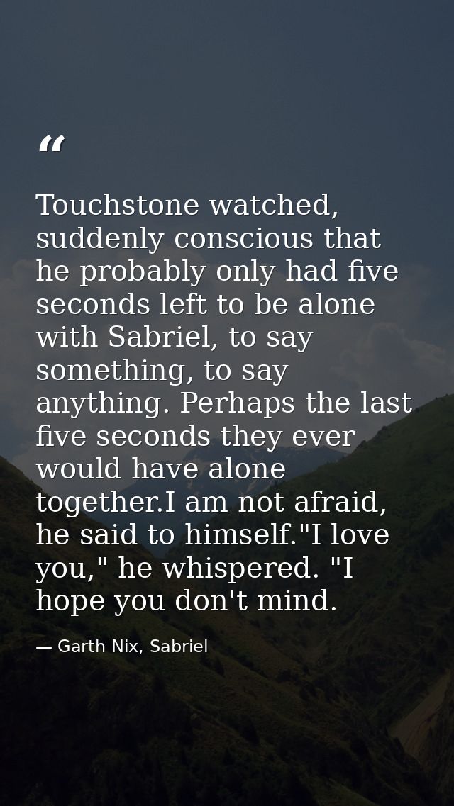 Touchstone watched, suddenly conscious that he probably only had five seconds left to be alone with Sabriel, to say some — Garth Nix, Sabriel