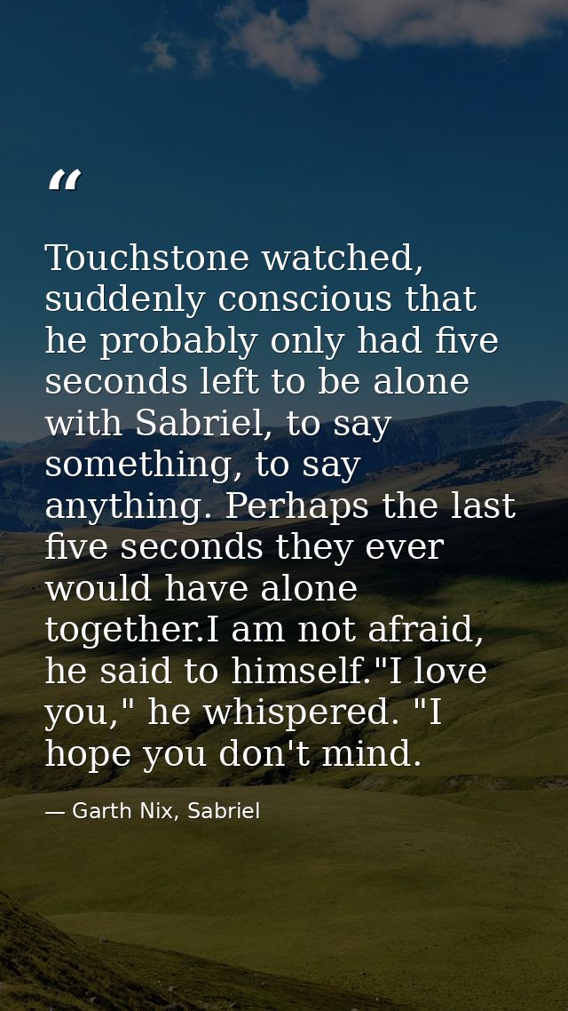 Touchstone watched, suddenly conscious that he probably only had five seconds left to be alone with Sabriel, to say some — Garth Nix, Sabriel