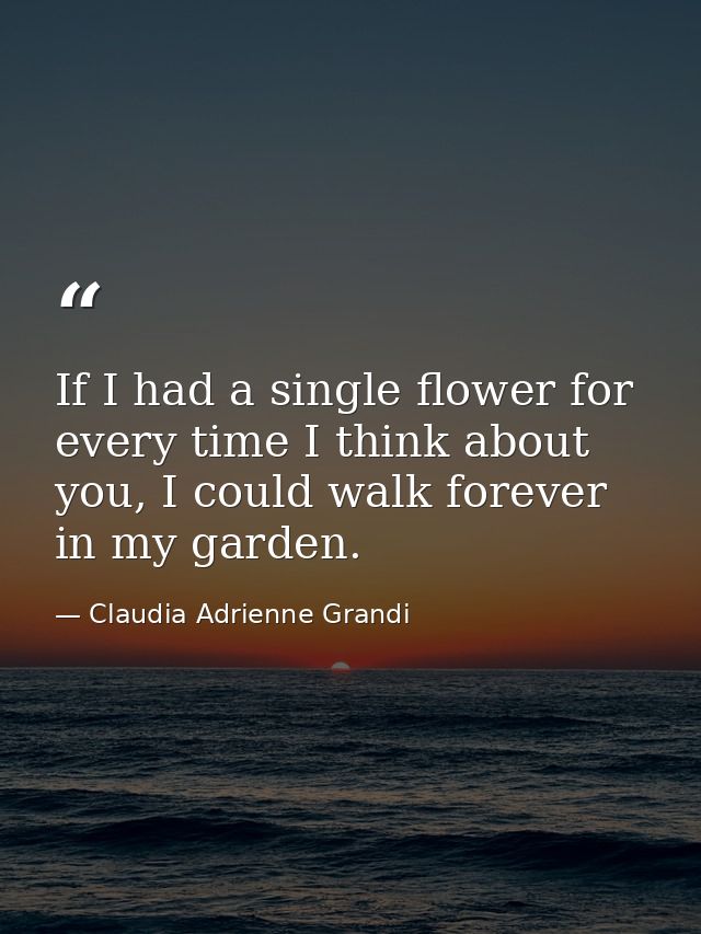 If I had a single flower for every time I think about you, I could walk forever in my garden. — Claudia Adrienne Grandi