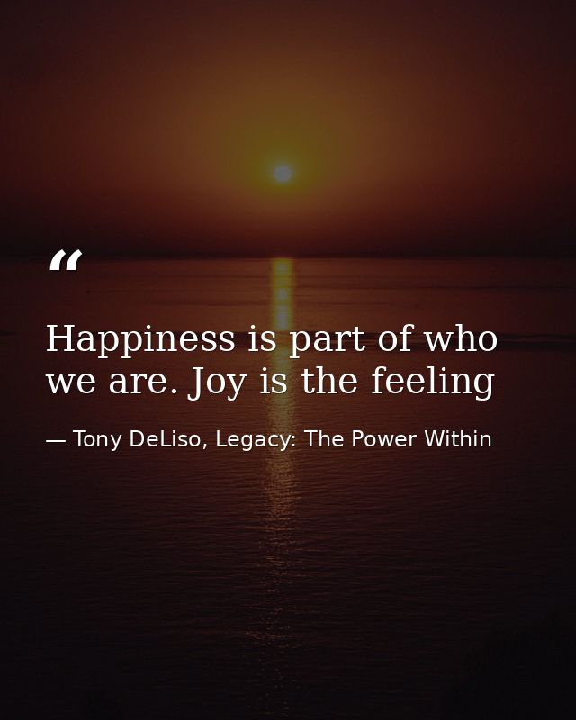 Happiness is part of who we are. Joy is the feeling — Tony DeLiso, Legacy: The Power Within