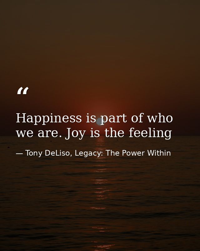 Happiness is part of who we are. Joy is the feeling — Tony DeLiso, Legacy: The Power Within