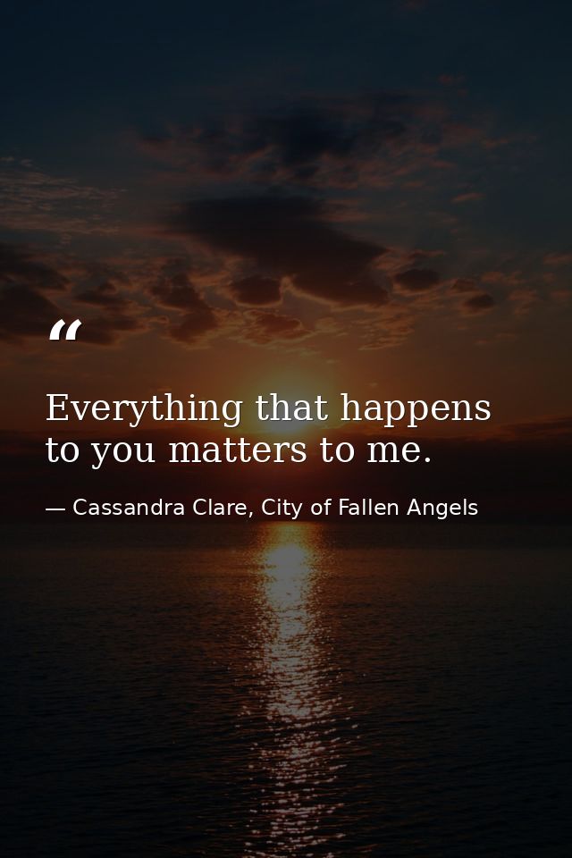 Everything that happens to you matters to me. — Cassandra Clare, City of Fallen Angels