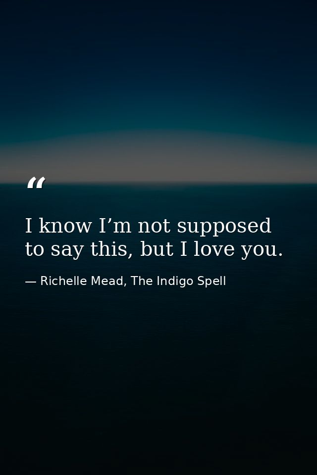 I know I’m not supposed to say this, but I love you. — Richelle Mead, The Indigo Spell
