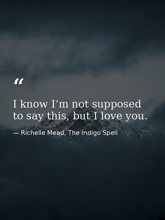 I know I’m not supposed to say this, but I love you. — Richelle Mead, The Indigo Spell