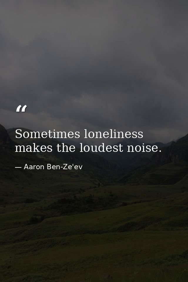 Sometimes loneliness makes the loudest noise. — Aaron Ben-Ze'ev