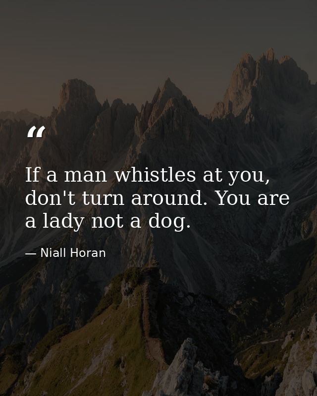 If a man whistles at you, don't turn around. You are a lady not a dog. — Niall Horan