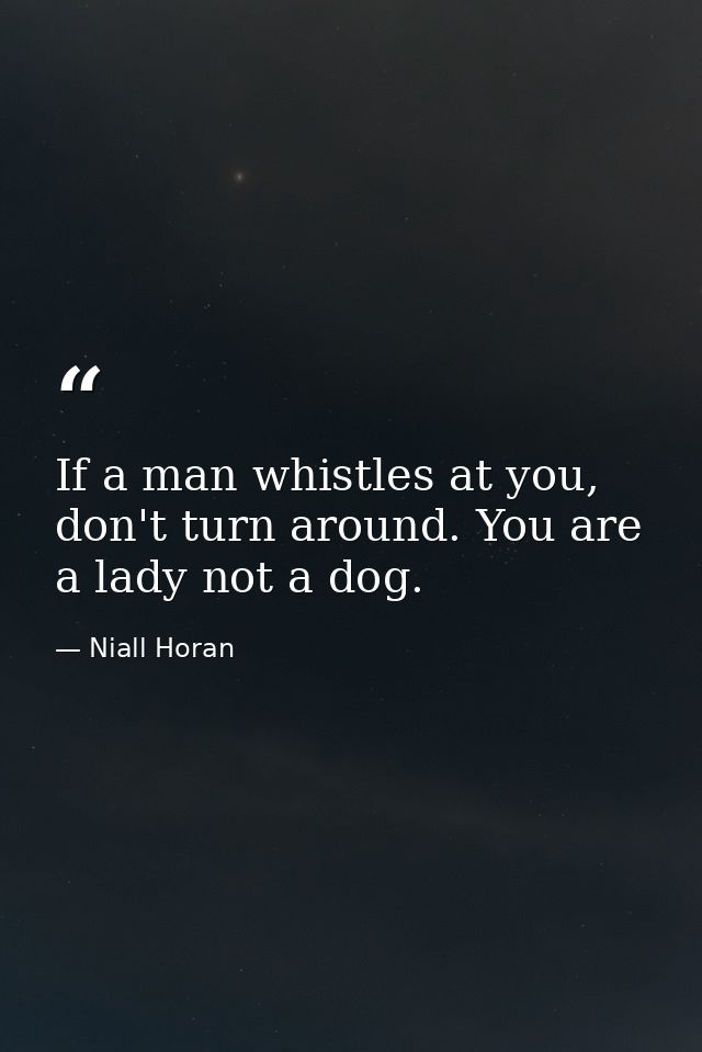 If a man whistles at you, don't turn around. You are a lady not a dog. — Niall Horan