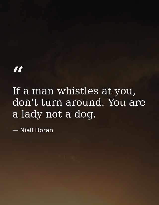 If a man whistles at you, don't turn around. You are a lady not a dog. — Niall Horan
