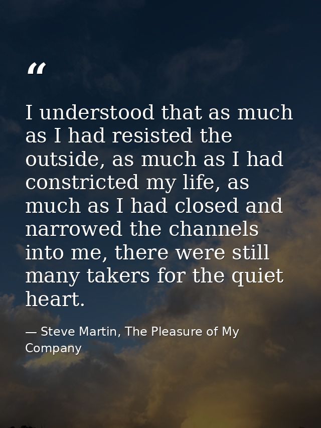 I understood that as much as I had resisted the outside, as much as I had constricted my life, as much as I had closed a — Steve Martin, The Pleasure of My Company
