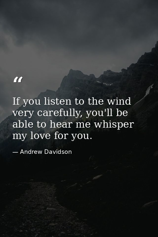 If you listen to the wind very carefully, you'll be able to hear me whisper my love for you. — Andrew Davidson